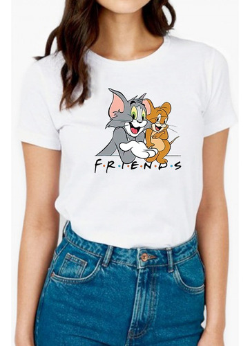 Polera Estampada Con Diseño Tom Y Jerry Navideño