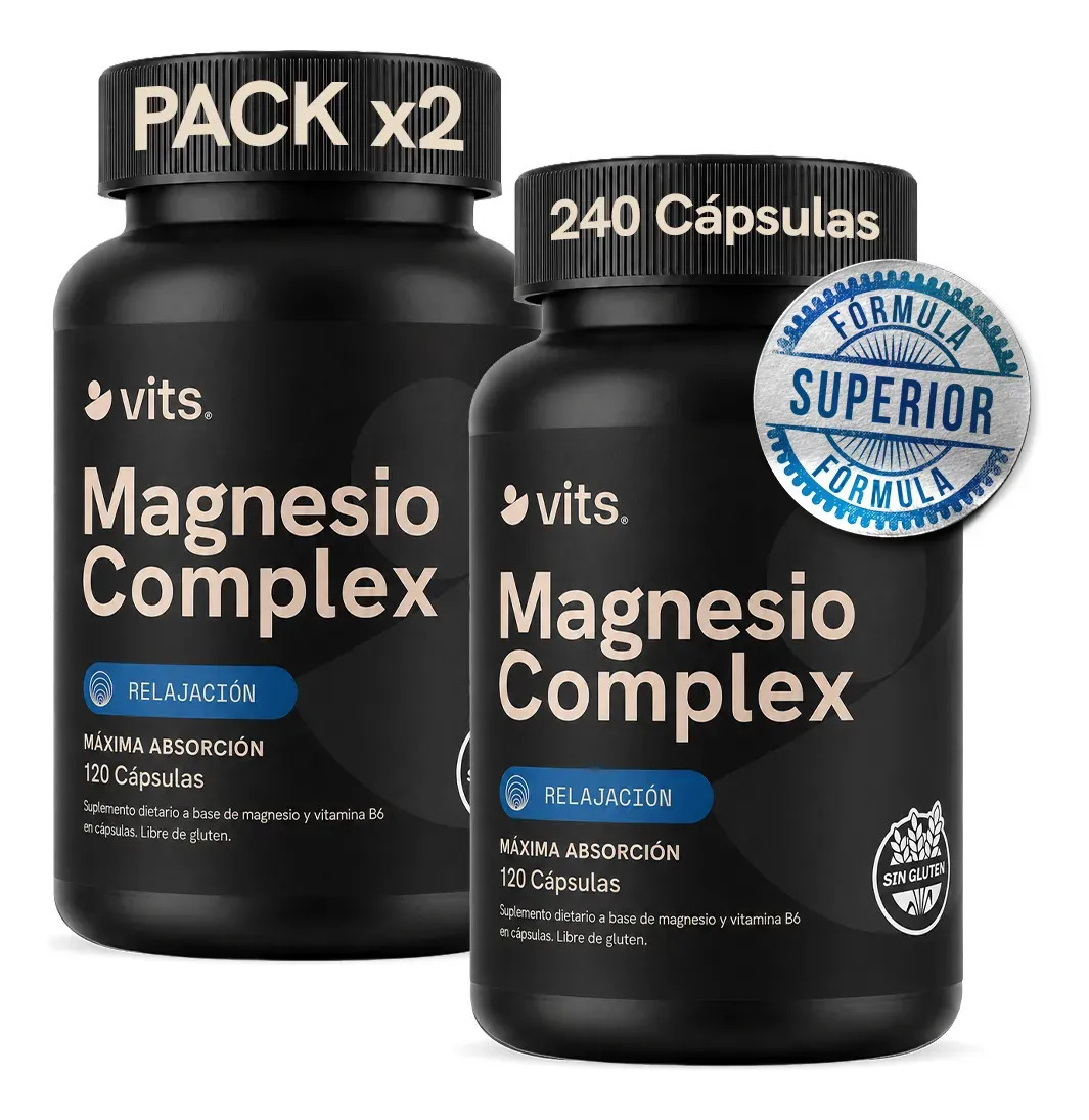 Magnesio Complex Pack de 2 Botellas de 120 Cápsulas Vits Sin Sabor