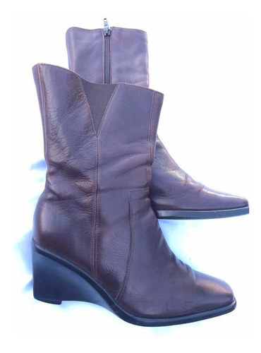 Bota Súper Doble Cuero Taco Chino 37 Febo