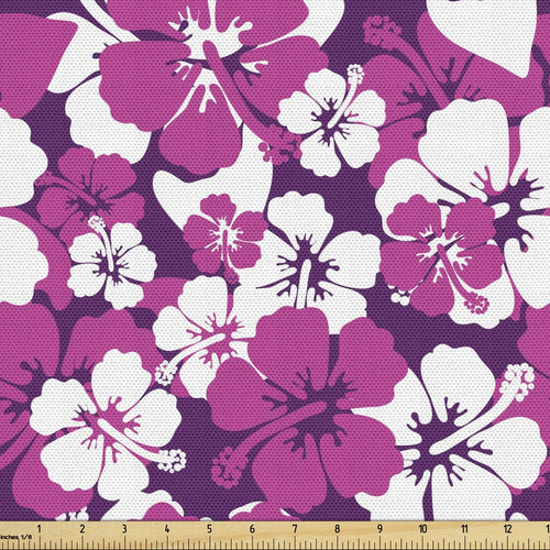 Tela Violeta Por Patio, Diseño Hawaiano Ilustrado Abst...