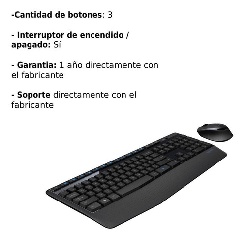 Imagen 7 de 8 de Combo Teclado Y Mouse Logitech Mk345 Inalambrico