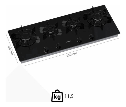 Cooktop Venax Linear Arena 4 Bocas De Embutir A Gás Bivolt