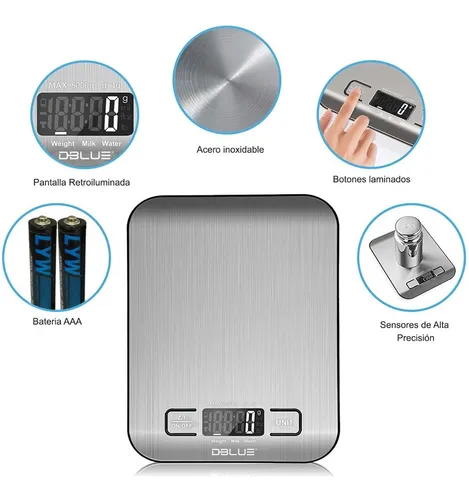 comprar Pesa Gramera Cocina Digital Acero Inoxidable 5kg - Ps Capacidad máxima 5 kg Color Gris