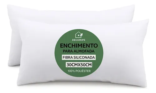 Kit 2 Enchimento Baguete Refil Almofada Silicone 30x50cm Branco Liso
