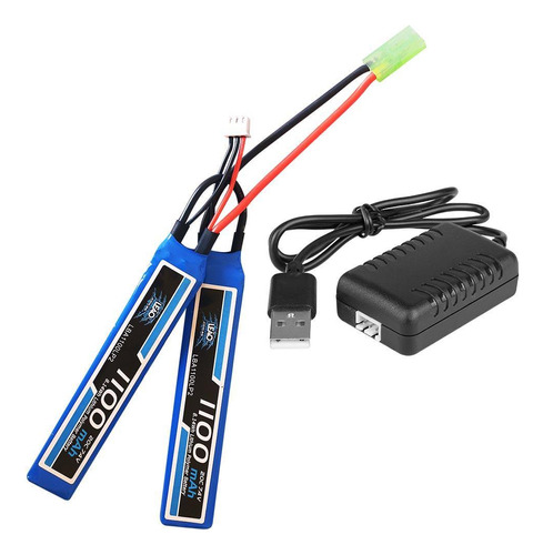 Bateria Lipoly 7.4 1100mah Airsoft Eletrica + Carregador B3