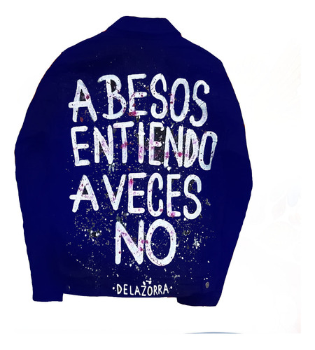 Campera Jean Negro Hombre Negra Pintada A Mano Ulises Bueno 