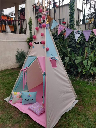 Tipi Teepee Casita Tienda Infantil Unicornio Con Nombre Cama