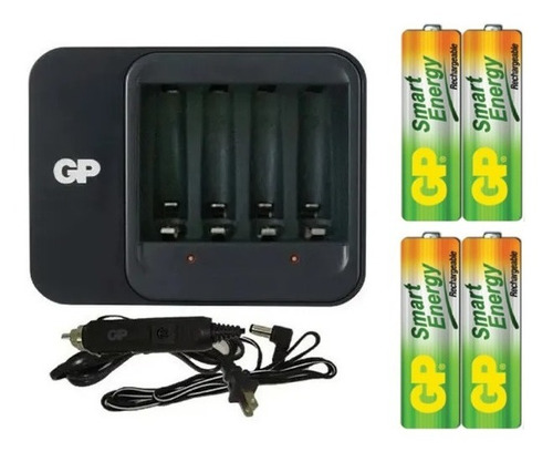 Pilas Baterias Aa Recargable + Cargador Carga Rapida  Gp