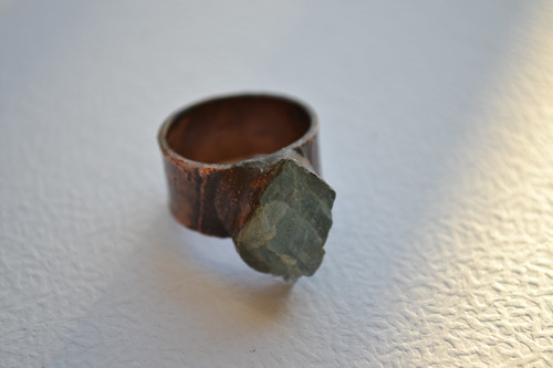 Imagen 4 de 9 de Anillo Piedra Natural Aguamarina Con Cobre, Joyeria