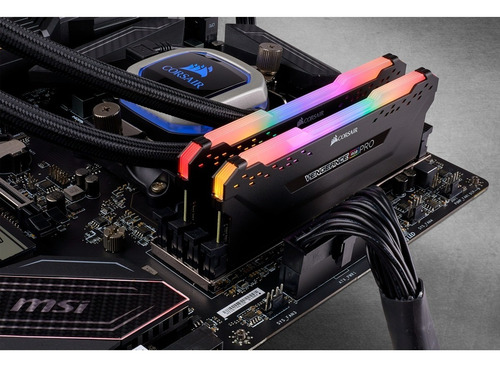 Memoria RAM Vengeance RGB Pro gamer color negro 32GB 2 Corsair CMW32GX4M2A2666C16