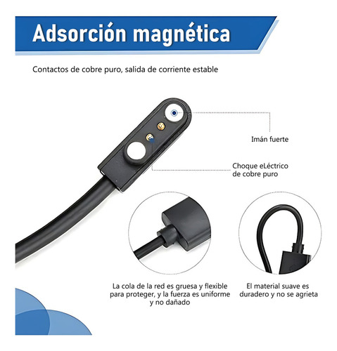 3 Pcs Cargador Para Haylou Solar LS01/LS02 Cable USB Smart Watch, Pines Succión Magnética Cargador USB Rápida