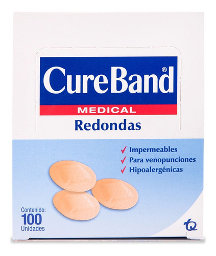 Curitas Rendodas Cureband Caja Con 100 Piezas