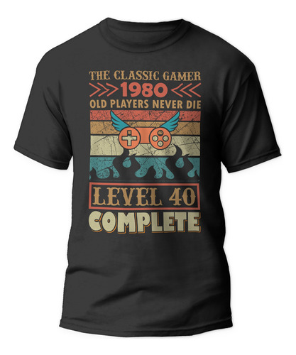 Polera The Classic Gamer Nivel 40 Completado Videojuegos