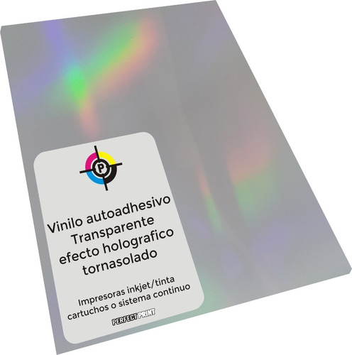 Imagen 1 de 5 de Vinilo Autoadhesivo Transparente A4 X 5 Efecto Holografico