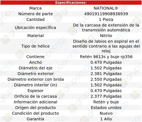 Retén Carcasa Extensión T/ A National P/ Gmc 100 1955_1959