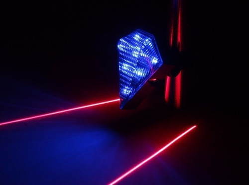 Imagen 3 de 5 de Luz De Bicicleta Diamante 8 Led + Laser Bici Colores