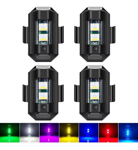 4pcs Led Luces Estroboscópicas 7 Colores Drone Anticolisión 