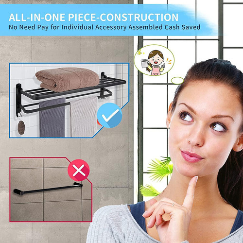 Toallero Soporte De Toallas Estante Para Baño De Pared 60cm