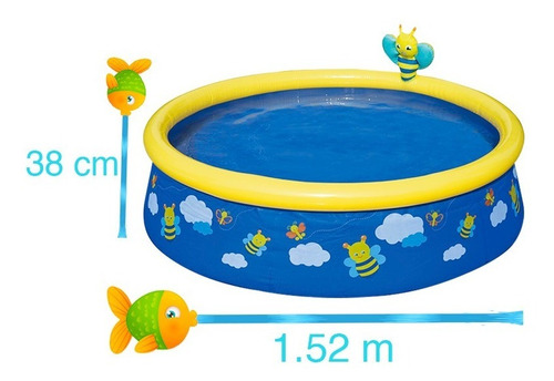 Alberca Inflable Redonda Infantil Azul Con Rociador 152 Cm