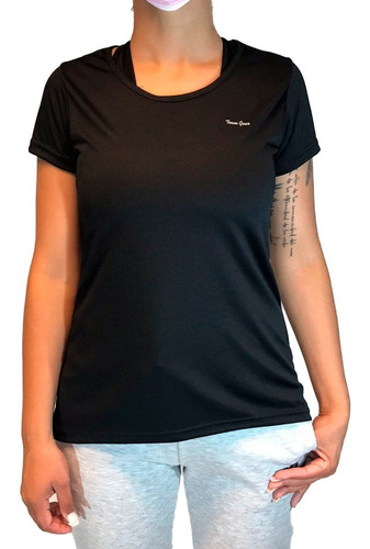 Team Gear Remera Running Mujer Tapac Negro Ras