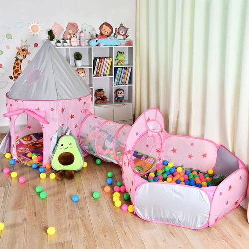 Alberca De Pelotas Con Tunel Carpa Casita Para Niñas 3 En 1