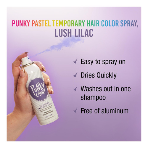 Punky Spray Temporal Color Cabello Lila, 100ml, 1 Unidad.