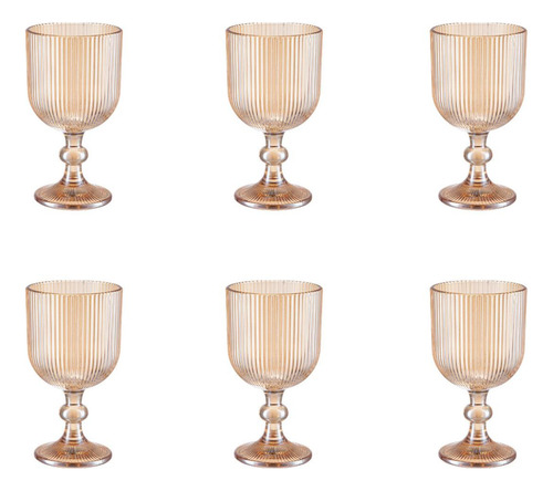 Set 6 Copas 325 Ml Cristal Vidrio Colores Vintage Labrado