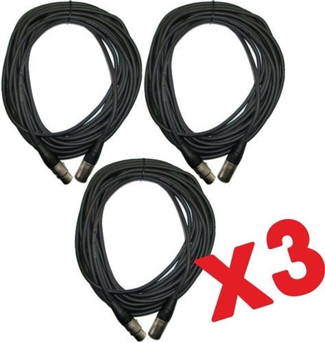 Imagen 1 de 10 de 3 Cable Xlr Dmx Canon Para Microfono Canon 6 Metros La Roca