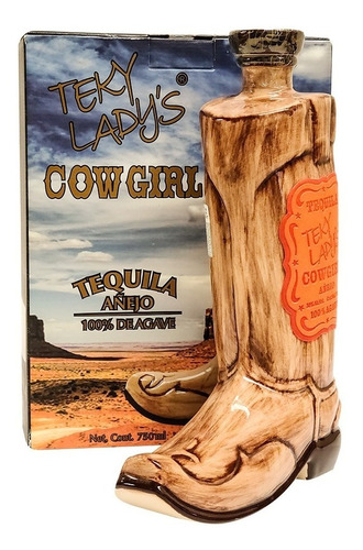 Tequila Teky Ladys Cow Girl Añejo Bota Vaquera 750ml