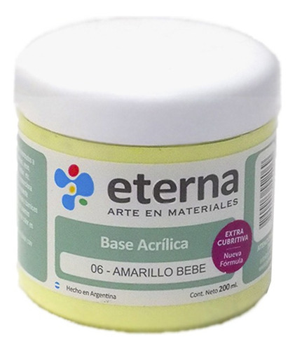 Base Acrilica Eterna Color 06 - Amarillo Bebe Pote De 200ml