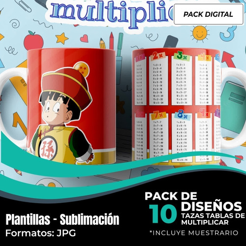 Diseños Plantillas Tazas Tablas De Multiplicar Sublimar M5