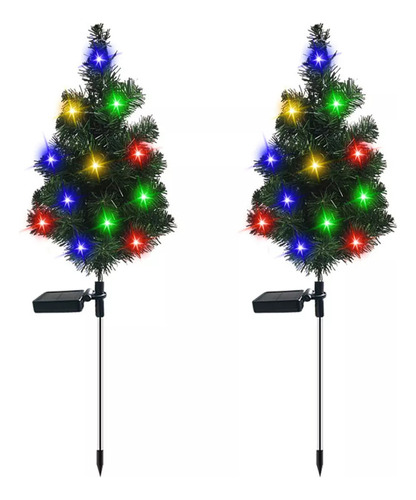 Lámpara De Navidad Con Cipreses Con Luz Led Solar, 2 Unidade