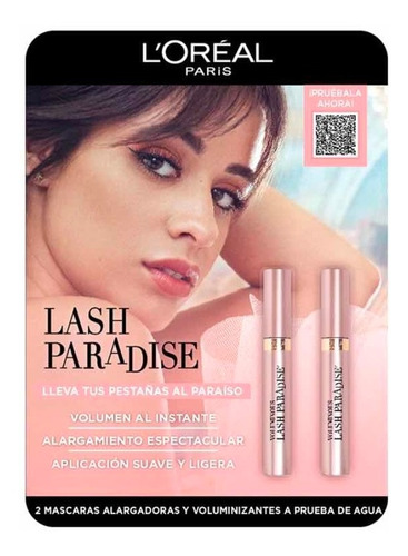 Loreal Lashparadise Máscara De Pestañas 2pz A Prueba De Agua