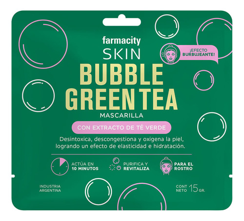 Máscara Facial Farmacity Skin Bubble Green Tea