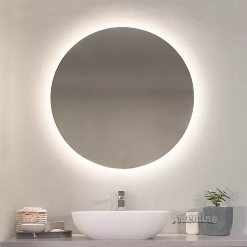 Espejo Redondo Pared Baño Con Luz Led 80 Cm 4mm Listo Colgar