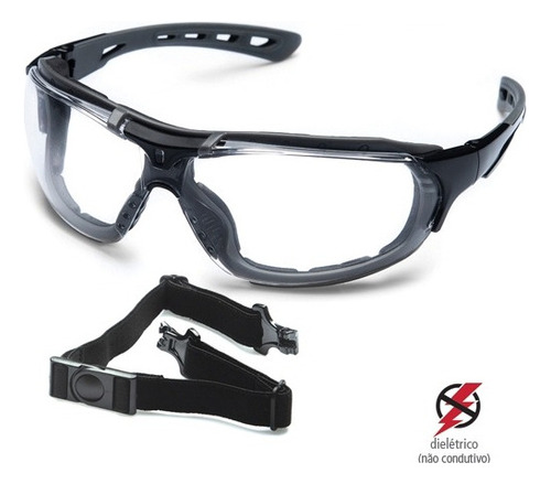 Óculos Ca Segurança Esportes Ciclismo Paintball Proteção Uv Cor da armação Preta Cor da lente Roma incolor