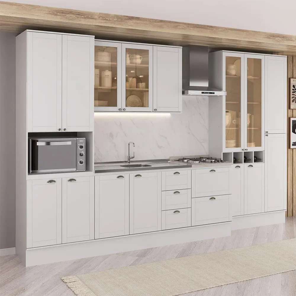 Armário De Cozinha Completa Milla Downtown Carraro Branco Branco
