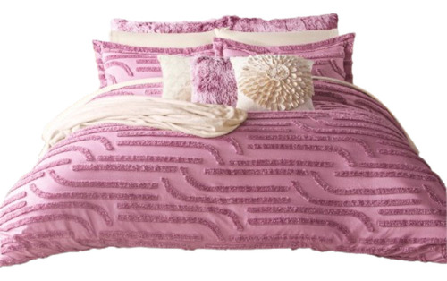 Edredón King Size C/fundas Poliéster Concord Color Berry Diseño De La Tela Liso