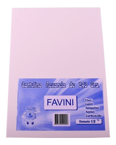 Cartulina Acuarela 240gr Tamaño 1/8 X 10 Hojas