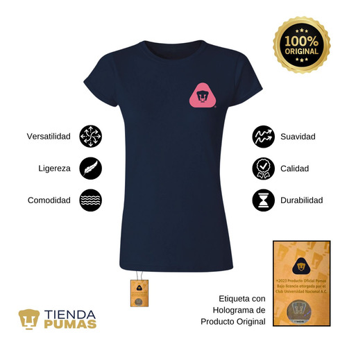 Jersey Playera Fútbol Pumas Unam Mujer Emblema Rosa Esc Vini