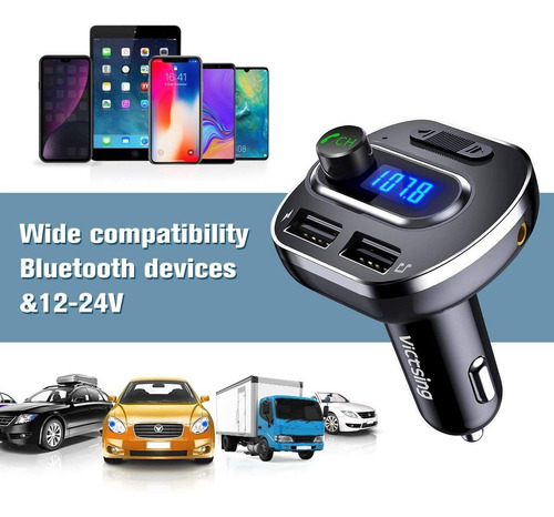 Transmisor Fm Bluetooth Victsing Para Automovil, Adaptado...