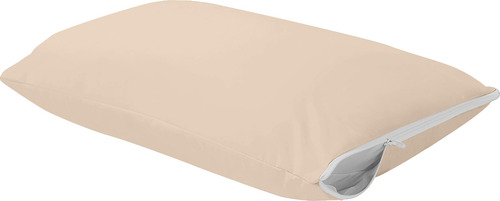 Protector De Almohada King Impermeable De Cremallera Set 4pz Beige Liso