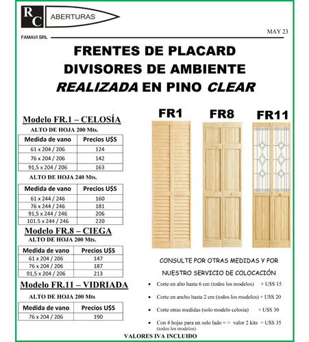 Imagen 2 de 10 de Plegable 2 Hojas Madera 91 X 204 A 206 Alto