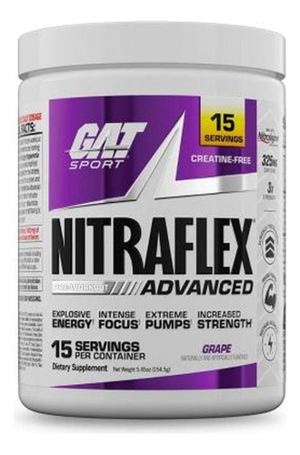 Pre Entrenamiento Óxido Nítrico Gat Sports Nitraflex 15 Serv