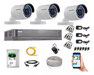 Cámaras De Seguridad Exterior Kit 3 Hikvision Hd Disco 1tb