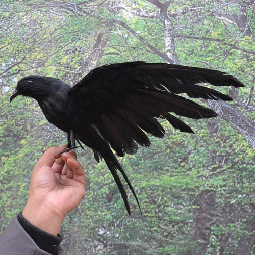 Cuervo Emplumado Realista Aves Decorativas Cuervo Estatua