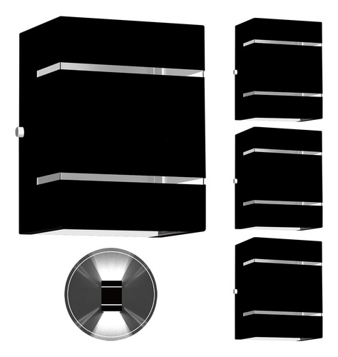 4 Arandelas Externa 2 Frisos Foco Fachos Parede Muro Estrutura Preto 110v/220v
