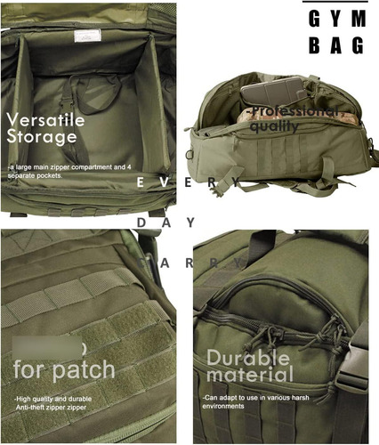 Mochila Militar 3 En 1 Para Gimnasio Y Viaje Modelo X 45l Color Nombre Del Diseño