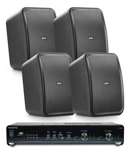 Kit Som Ambiente Externo 4 Caixas + Amplificador Bluetooth