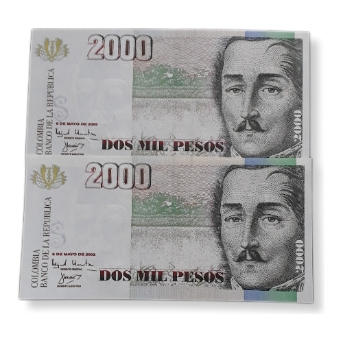 Colombia Duo Consecutivos 2000 Pesos 2002 Sin Circular Unc.